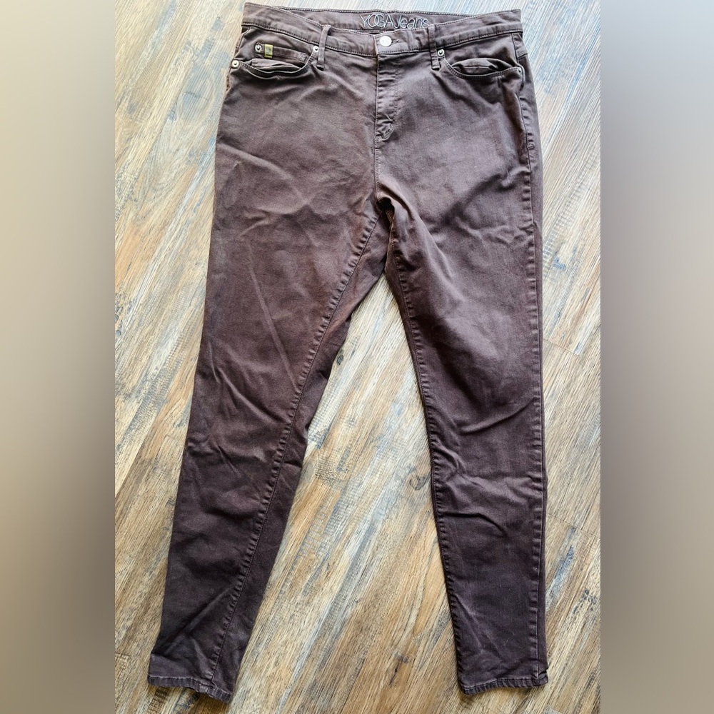 Yoga Jeans Classic Rise Skinny Yoga Jeans, Brown, Size 32